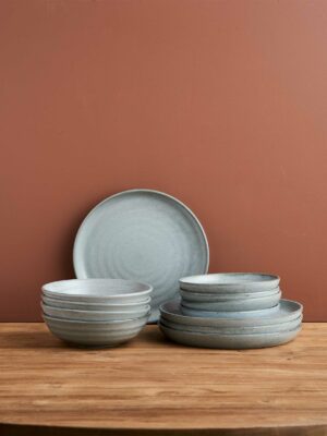 12pc Potters Collection Dinner Set / Grey Smoke